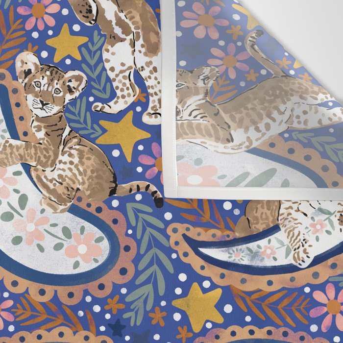 Leopard Cubs Starry Night Wall Tapestry Gallery Image 3