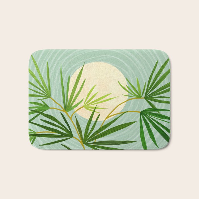 Midnight Moon Green Garden Scene Bath Mat Gallery Image 1