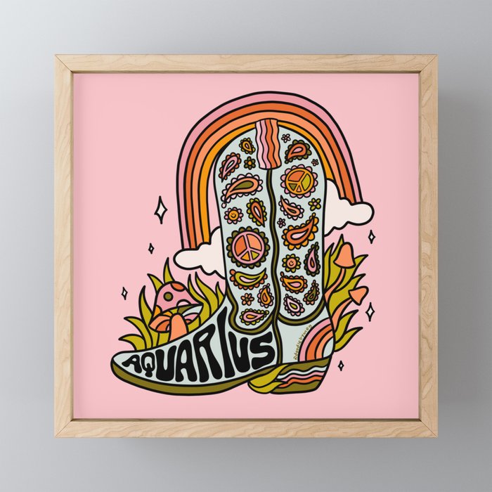 Aquarius Cowboy Boots Mini Art Print Gallery Image 1