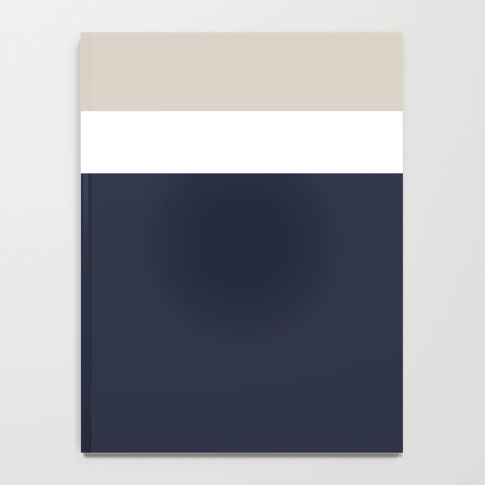 Simple Minimalist Color Block Pattern - Mid Striped Solid Light Mushroom Beige White Deep Navy Blue Notebook Gallery Image 4