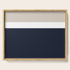 Simple Minimalist Color Block Pattern - Mid Striped Solid Light Mushroom Beige White Deep Navy Blue Serving Tray Gallery Image 1