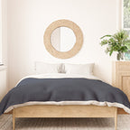 Simple Minimalist Color Block Pattern - Mid Striped Solid Light Mushroom Beige White Deep Navy Blue Duvet Cover Gallery Image 3