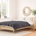 Simple Minimalist Color Block Pattern - Mid Striped Solid Light Mushroom Beige White Deep Navy Blue Duvet Cover Gallery Image 2