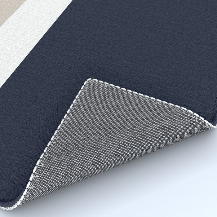 Simple Minimalist Color Block Pattern - Mid Striped Solid Light Mushroom Beige White Deep Navy Blue Rug Gallery Image 4