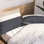 Simple Minimalist Color Block Pattern - Mid Striped Solid Light Mushroom Beige White Deep Navy Blue Pillow Sham Gallery Image 2