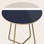 Simple Minimalist Color Block Pattern - Mid Striped Solid Light Mushroom Beige White Deep Navy Blue Side Table Gallery Image 2