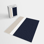 Simple Minimalist Color Block Pattern - Mid Striped Solid Light Mushroom Beige White Deep Navy Blue Jigsaw Puzzle Gallery Image 2