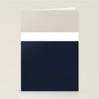 Simple Minimalist Color Block Pattern - Mid Striped Solid Light Mushroom Beige White Deep Navy Blue Stationery Card Gallery Image 2