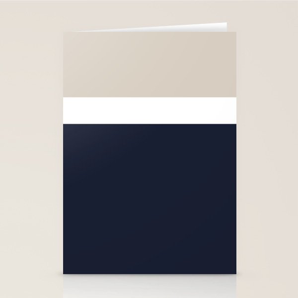 Simple Minimalist Color Block Pattern - Mid Striped Solid Light Mushroom Beige White Deep Navy Blue Stationery Card Gallery Image 2