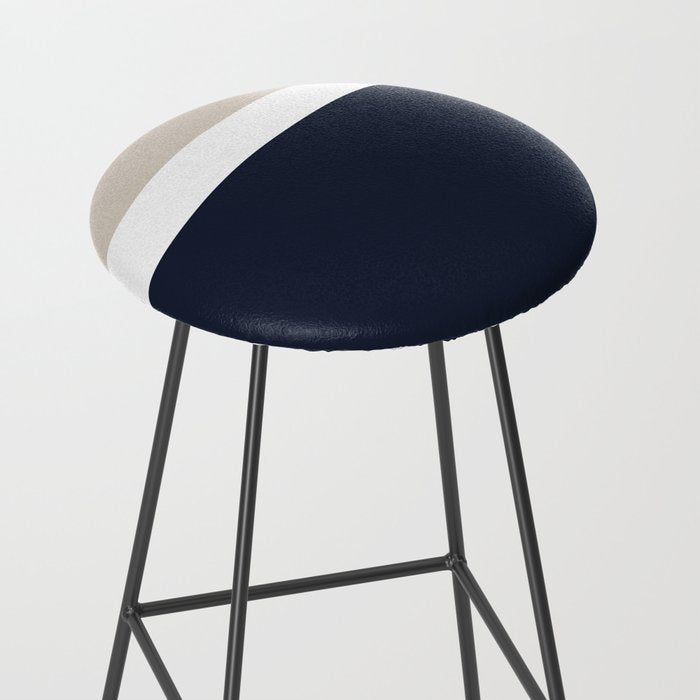 Simple Minimalist Color Block Pattern - Mid Striped Solid Light Mushroom Beige White Deep Navy Blue Stool Gallery Image 2