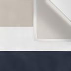 Simple Minimalist Color Block Pattern - Mid Striped Solid Light Mushroom Beige White Deep Navy Blue Wall Tapestry Gallery Image 3
