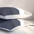 Simple Minimalist Color Block Pattern - Mid Striped Solid Light Mushroom Beige White Deep Navy Blue Pillow Sham Gallery Image 3