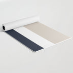 Simple Minimalist Color Block Pattern - Mid Striped Solid Light Mushroom Beige White Deep Navy Blue Yoga Mat Gallery Image 2