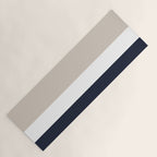 Simple Minimalist Color Block Pattern - Mid Striped Solid Light Mushroom Beige White Deep Navy Blue Yoga Mat Gallery Image 1