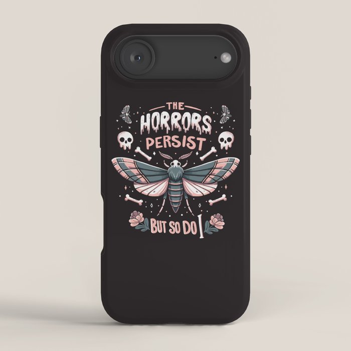 The horrors persist but so do I - gothic moth and skull design iPhone Case Gallery Image 2