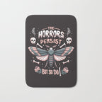 The horrors persist but so do I - gothic moth and skull design Bath Mat Gallery Image 1
