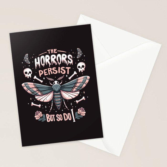 The horrors persist but so do I - gothic moth and skull design Stationery Card Gallery Image 2