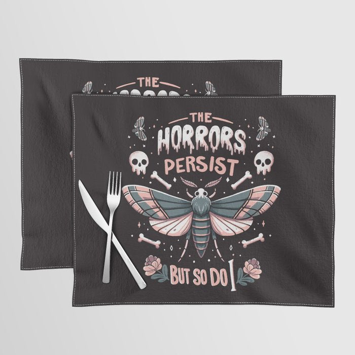 The horrors persist but so do I - gothic moth and skull design Placemat Gallery Image 1