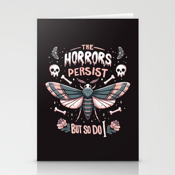 The horrors persist but so do I - gothic moth and skull design Stationery Card Gallery Image 1