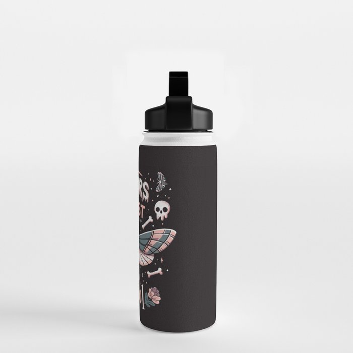 The horrors persist but so do I - gothic moth and skull design Water Bottle Gallery Image 2
