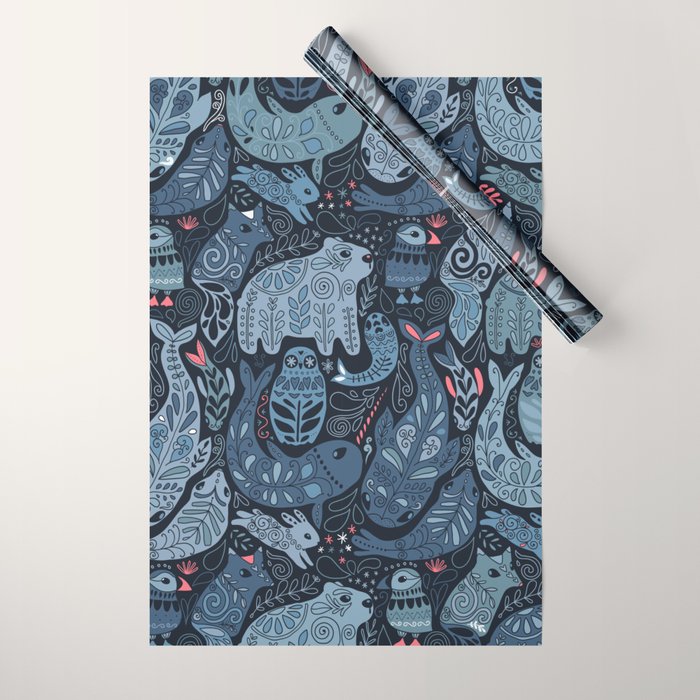 Arctic animals Polar bear, narwhal, seal, fox, puffin, whale  Wrapping Paper Gallery Image 1