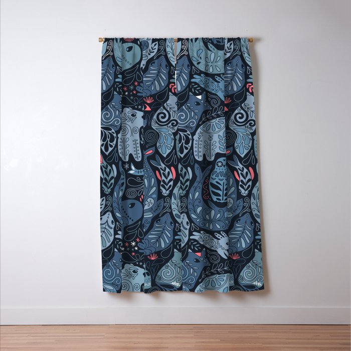 Arctic animals Polar bear, narwhal, seal, fox, puffin, whale  Window Curtain Gallery Image 3