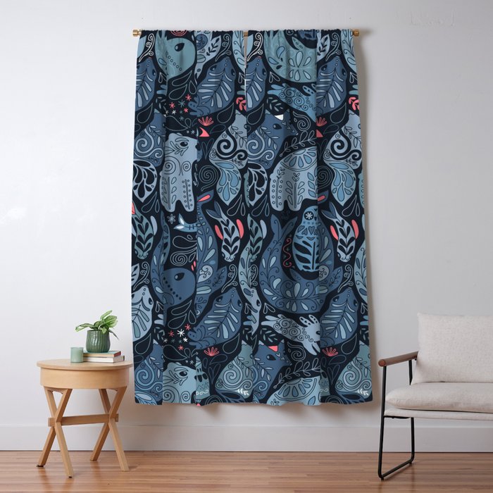 Arctic animals Polar bear, narwhal, seal, fox, puffin, whale  Window Curtain Gallery Image 1