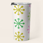 Retro Snowflakes - Pink & Green Travel Mug Gallery Image 3