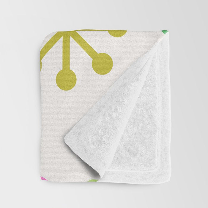 Retro Snowflakes - Pink & Green Throw Blanket Gallery Image 3
