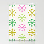 Retro Snowflakes - Pink & Green Stationery Card Gallery Image 2