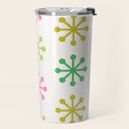 Retro Snowflakes - Pink & Green Travel Mug Gallery Image 2
