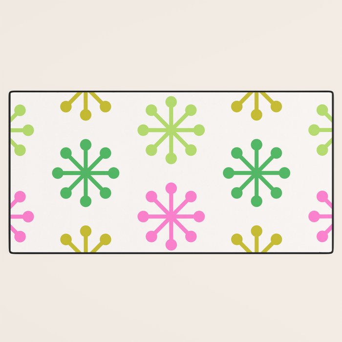 Retro Snowflakes - Pink & Green Desk Mat Gallery Image 3