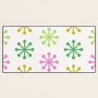 Retro Snowflakes - Pink & Green Desk Mat Gallery Image 3