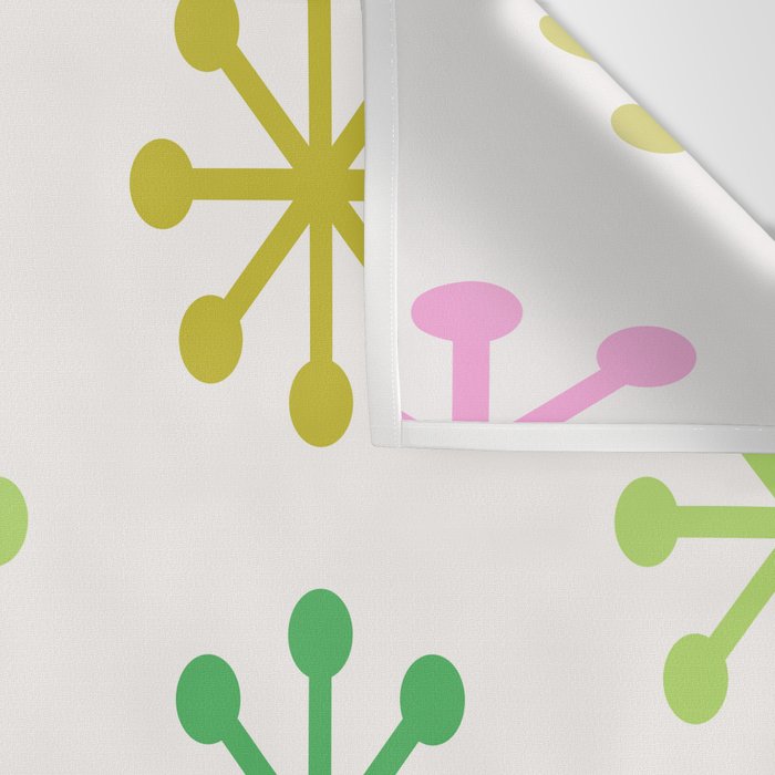 Retro Snowflakes - Pink & Green Wall Tapestry Gallery Image 3