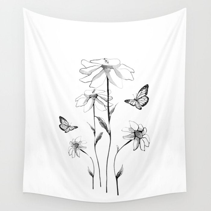 Flowers and butterflies 2 Wall Tapestry Gallery Image 4