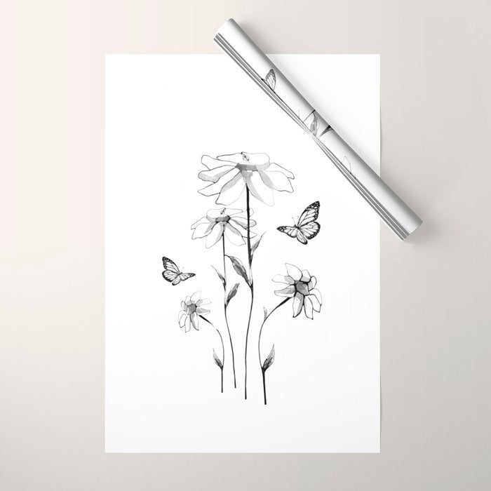 Flowers and butterflies 2 Wrapping Paper Gallery Image 1