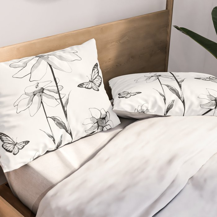 Flowers and butterflies 2 Pillow Sham Gallery Image 2