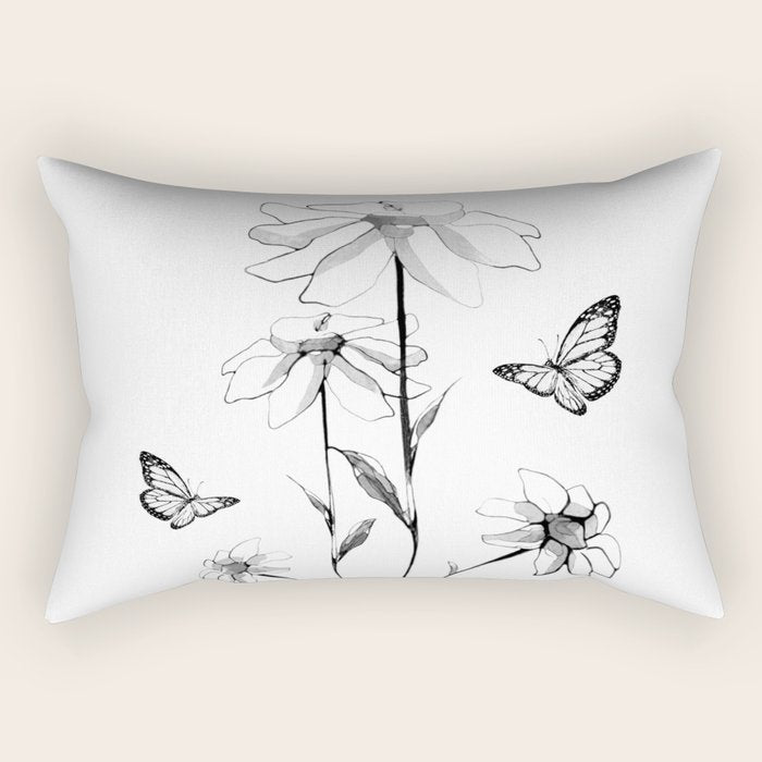 Flowers and butterflies 2 Rectangular Pillow Gallery Image 1