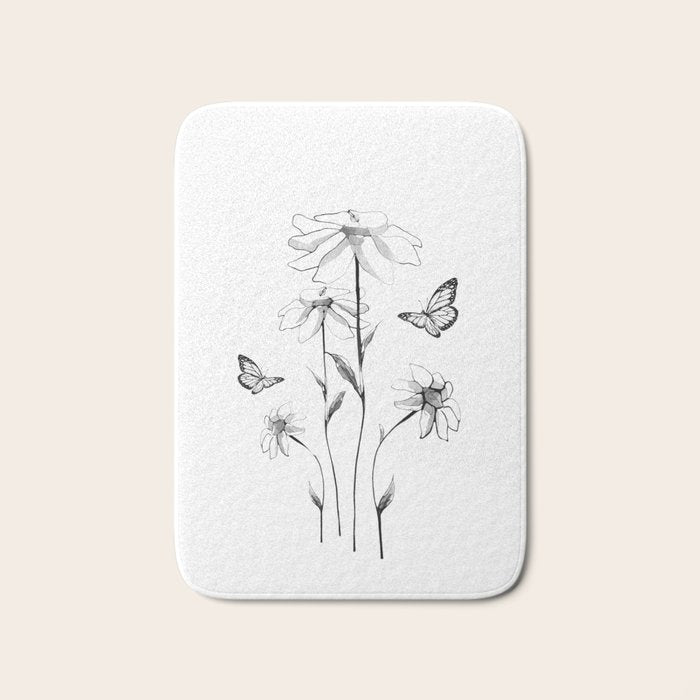 Flowers and butterflies 2 Bath Mat Gallery Image 1