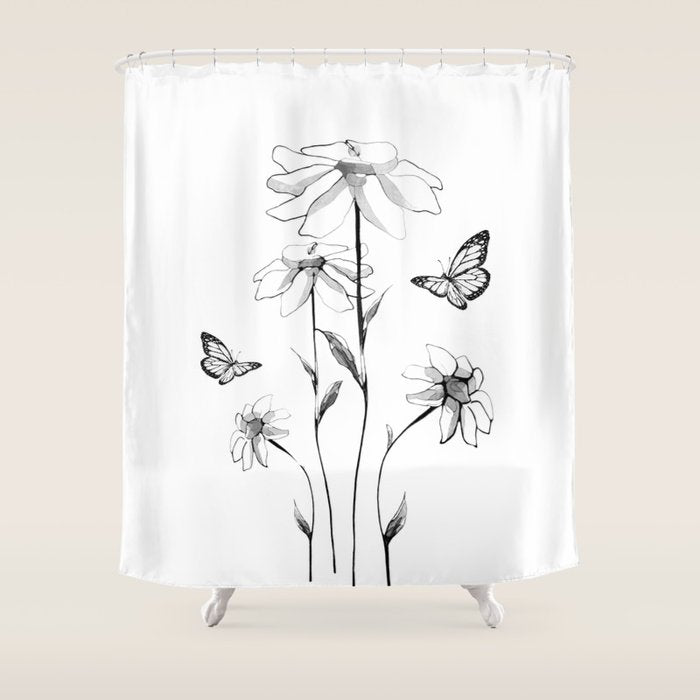 Flowers and butterflies 2 Shower Curtain Gallery Image 1
