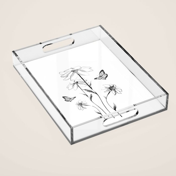 Flowers and butterflies 2 Acrylic Tray Gallery Image 1