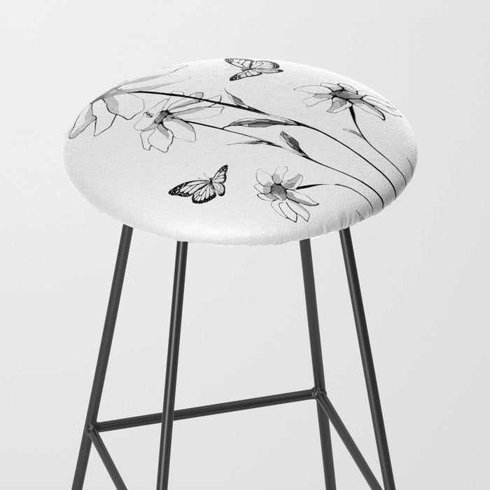 Flowers and butterflies 2 Stool Gallery Image 2
