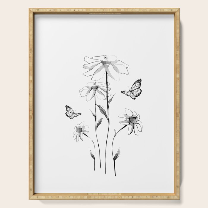 Flowers and butterflies 2 Serving Tray Gallery Image 1