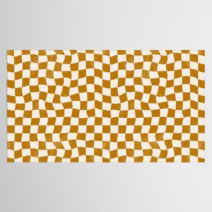 Warped Checkerboard - Gold Orange Tablecloth Gallery Image 2
