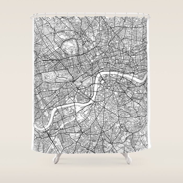 London Map White Shower Curtain