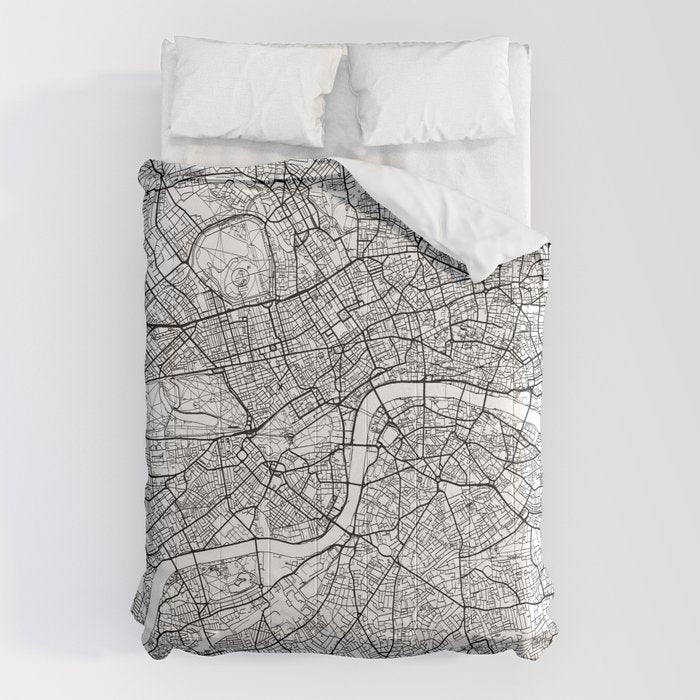 London Map White Comforter