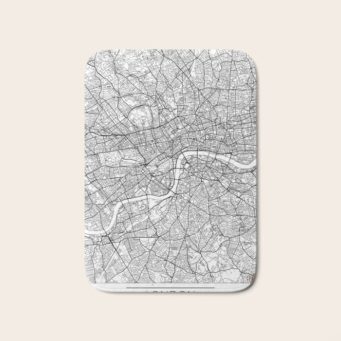 London Map White Bath Mat Gallery Image 1