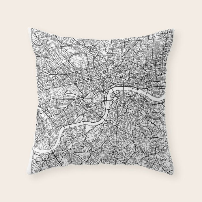 London Map White Throw Pillow Gallery Image 6