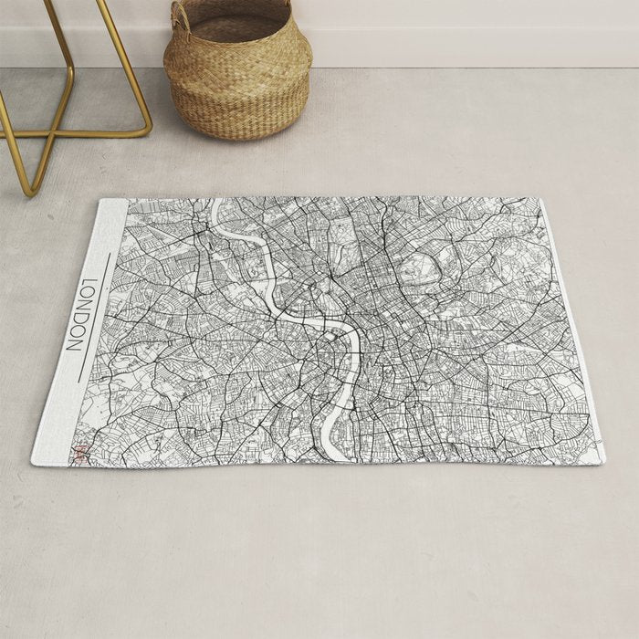 London Map White Rug Gallery Image 1