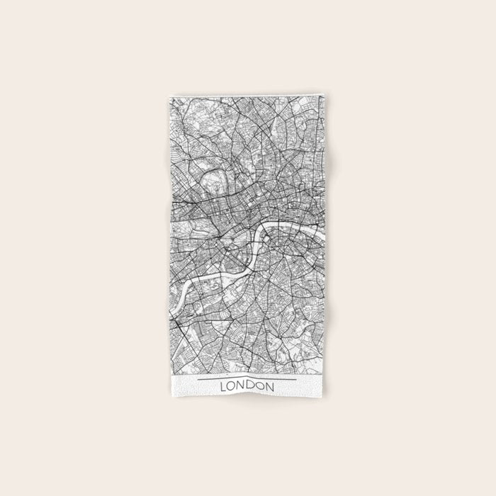 London Map White Bath Towel Gallery Image 1